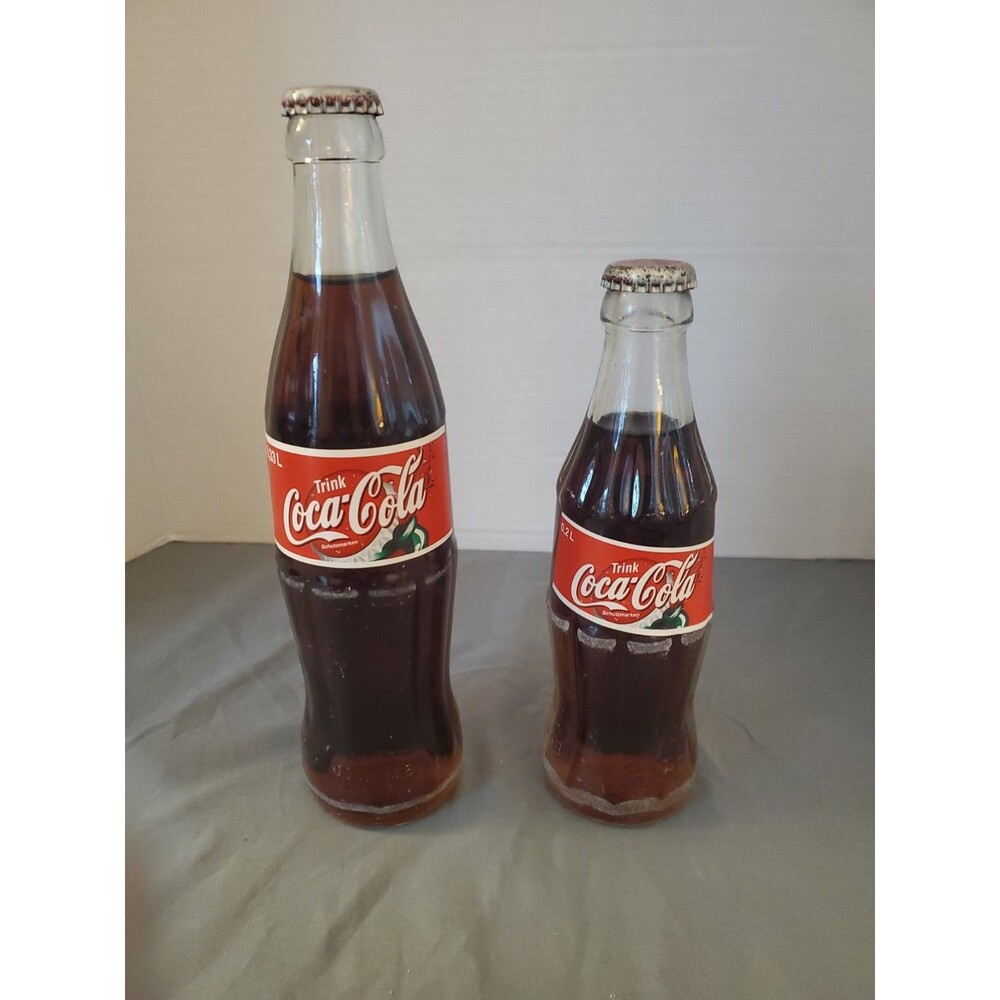 2 VTG Coca Cola Returnable Bottle Germany Unopened .33l .2l Full Paper Label
